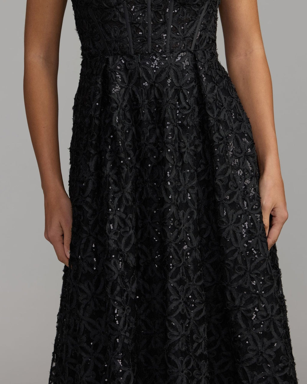 Black Embellished Corset A Line Gown