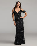 Sequin Embellished V-Neck Gown