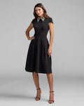 Black Embellished Collar A-Line Midi Dress