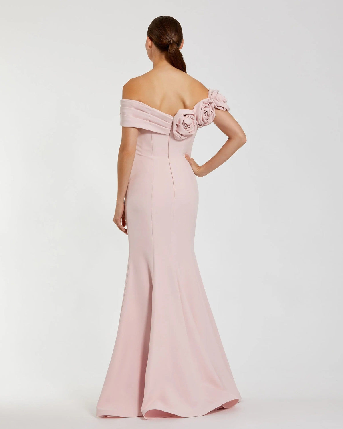 Vintage Rose Off The Shoulder Crepe Mermaid Gown