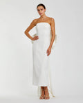 Ivory Strapless Crepe Sheath Dress with Bow