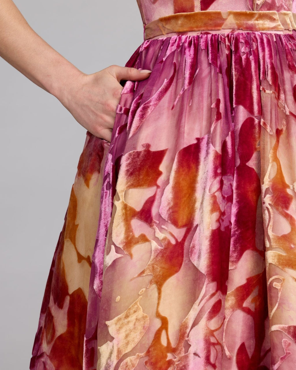 Orchid Multi Sleeveless Velvet Ruffle Ball Gown