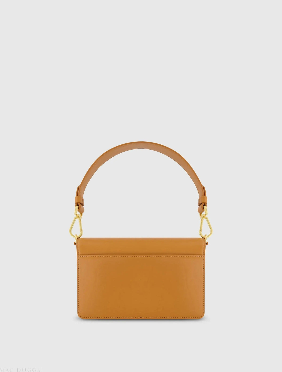 Brown Mini Leather Shoulder Handbag With Gold Hardware