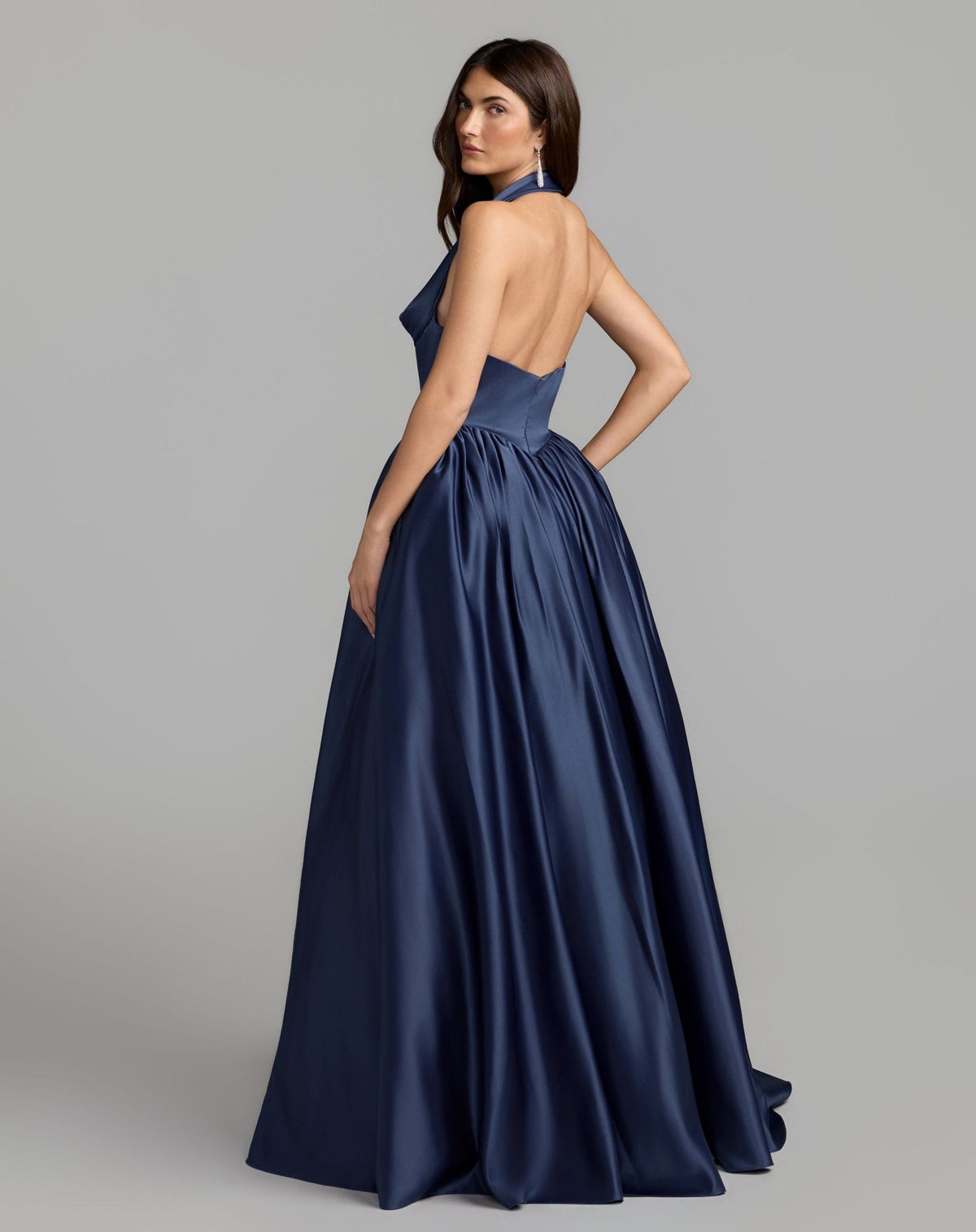 Sapphire Sleeveless Open Back Satin Ball Gown