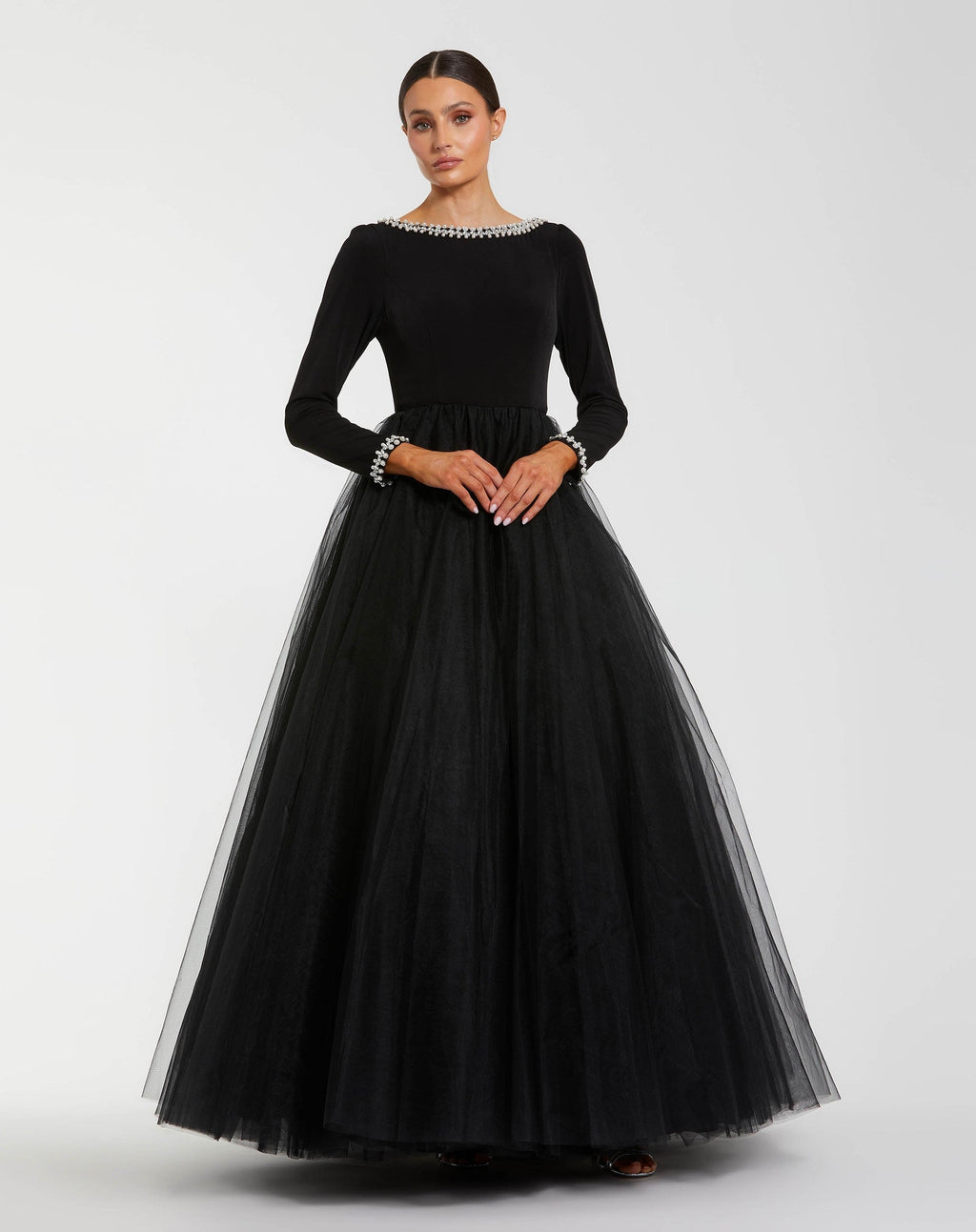 Long Sleeve Tulle Ball Gown