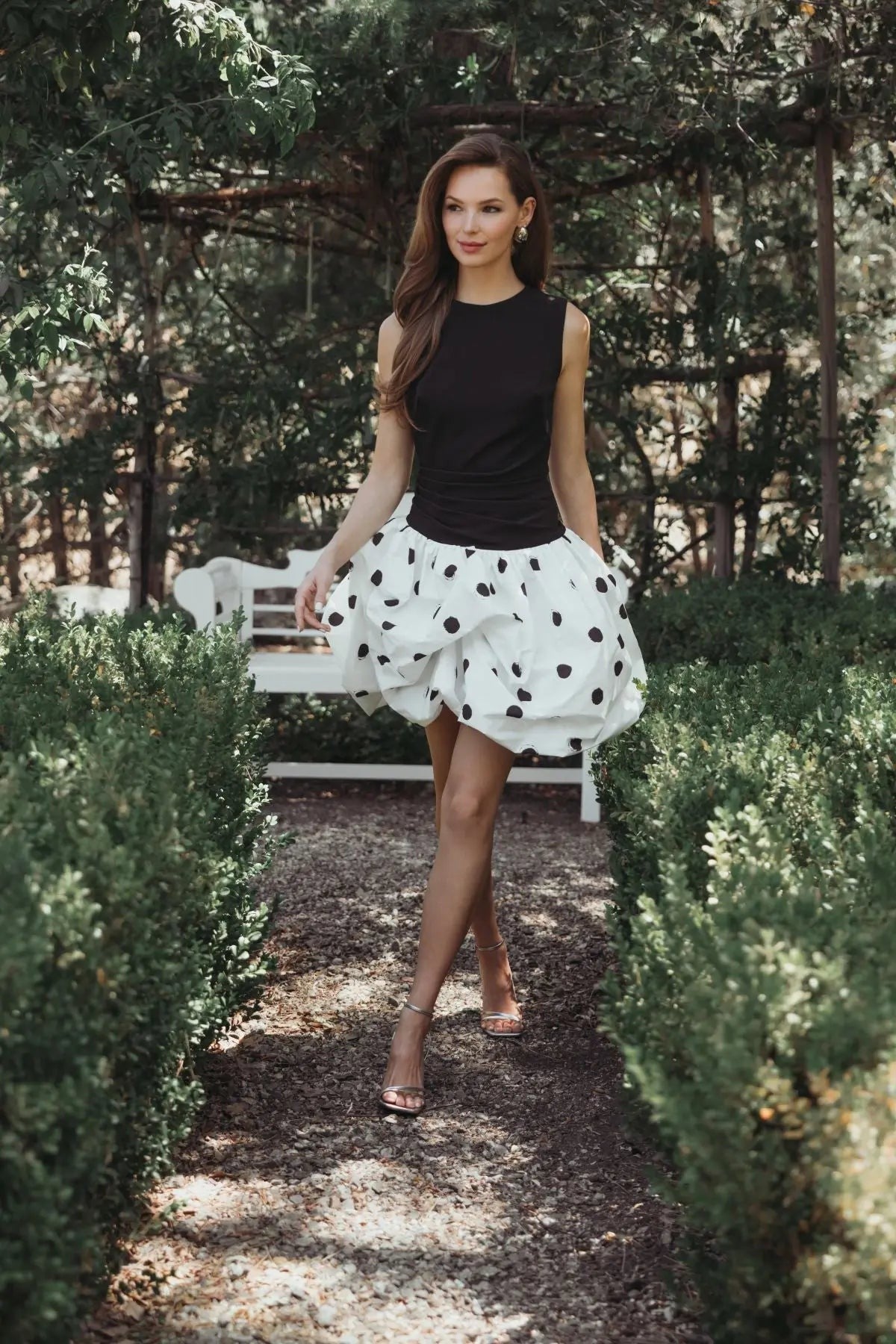 Black Ivory Polka Dot Bubble Skirt Mini Dress