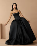 Black Strapless Satin Corset Ball Gown