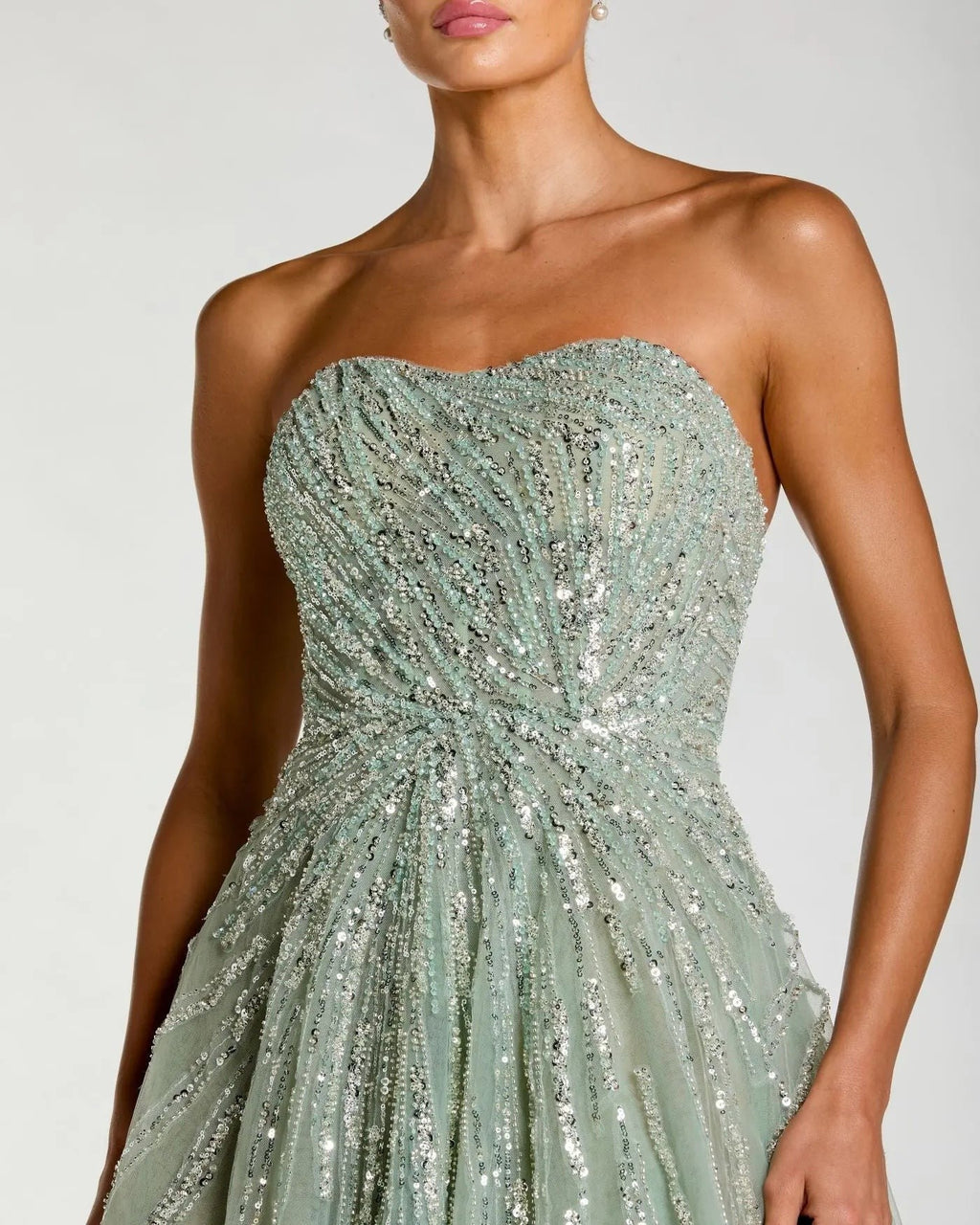 Seafoam Embellished Strapless Sweetheart Ball Gown