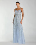 Powder Blue Rhinestone Embellished Sweetheart Neck A-Line Gown