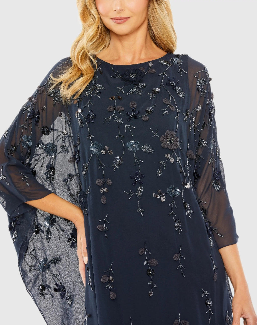 Midnight Floral Embellished Kaftan Gown