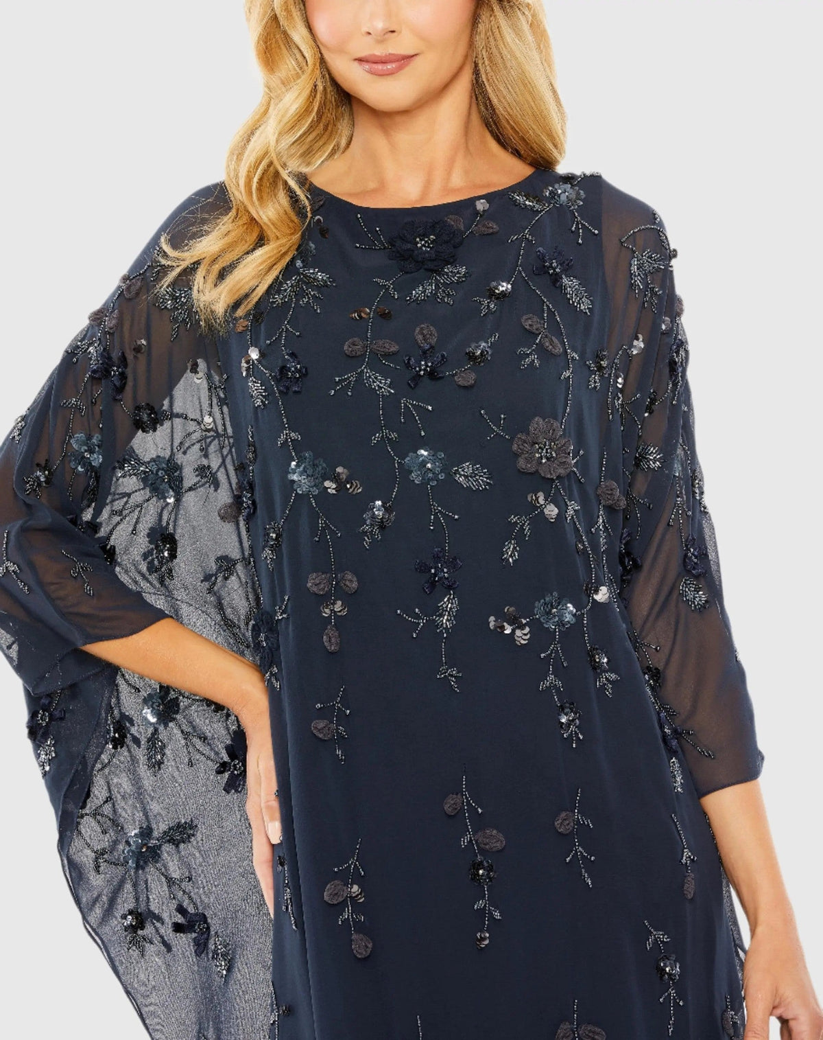 Midnight Floral Embellished Kaftan Gown