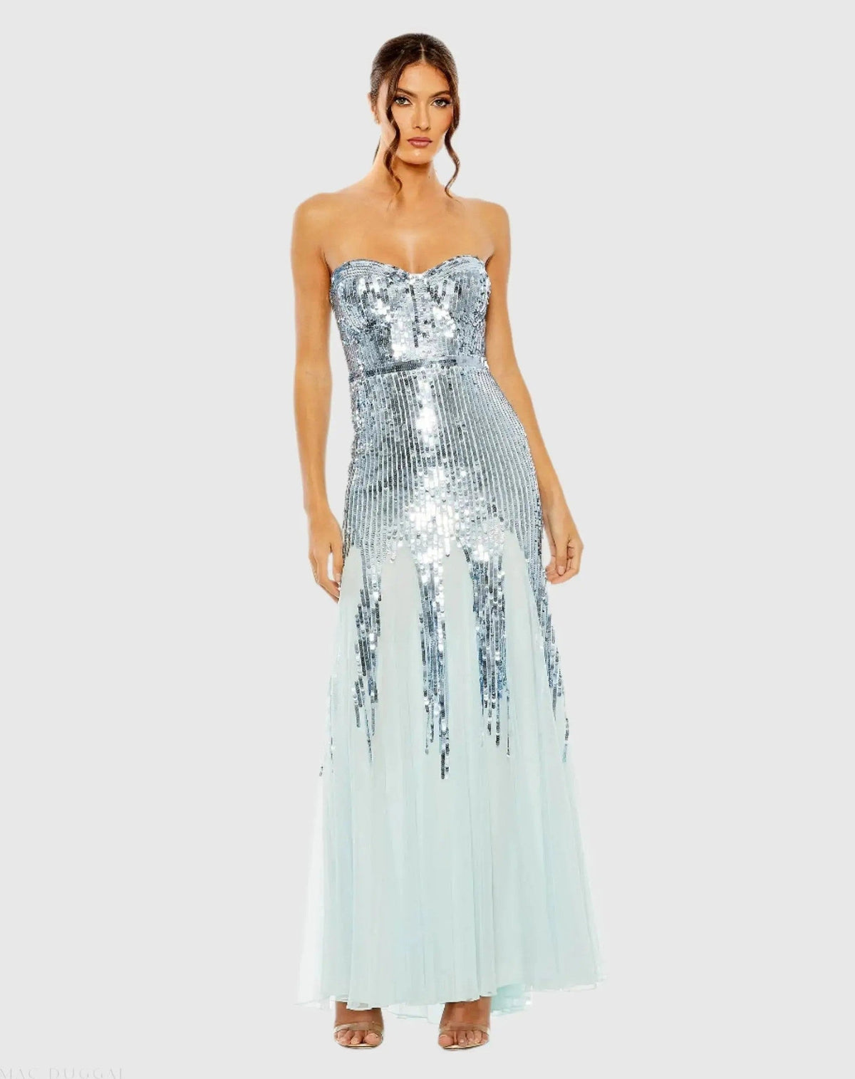 Sleeveless Sequin Mesh Gown