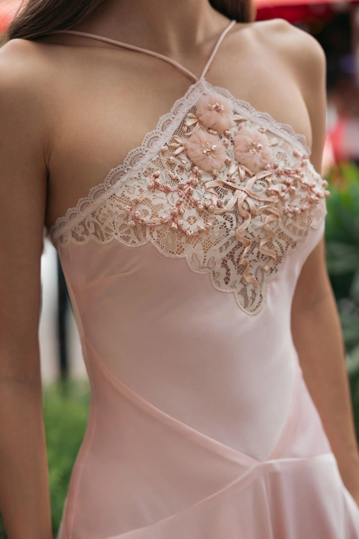 Ballet Slipper Lace Trim Handkerchief Midi Dress