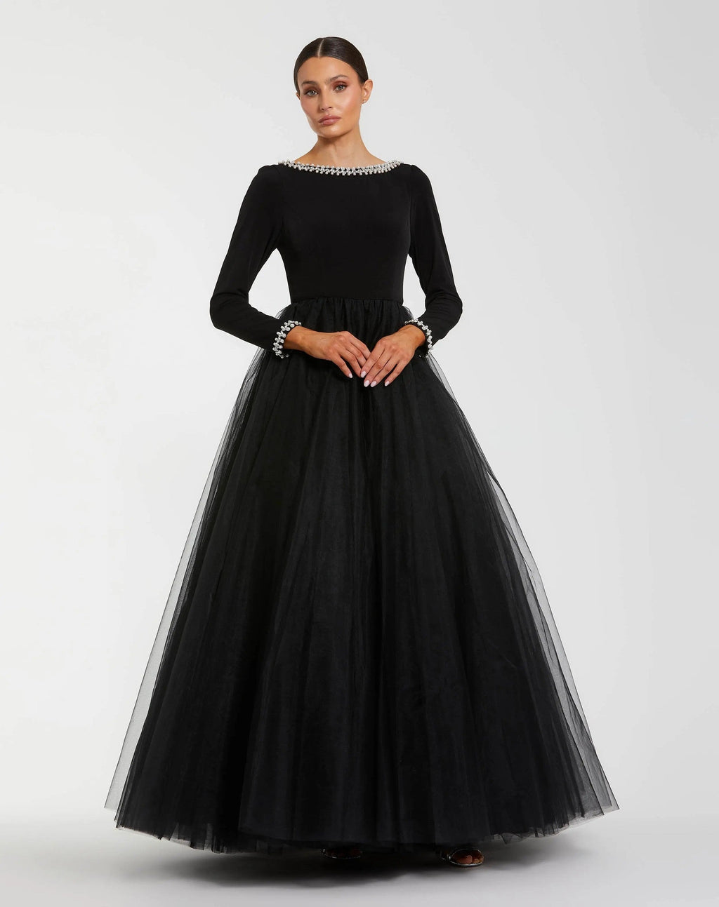Long Sleeve Tulle Ball Gown