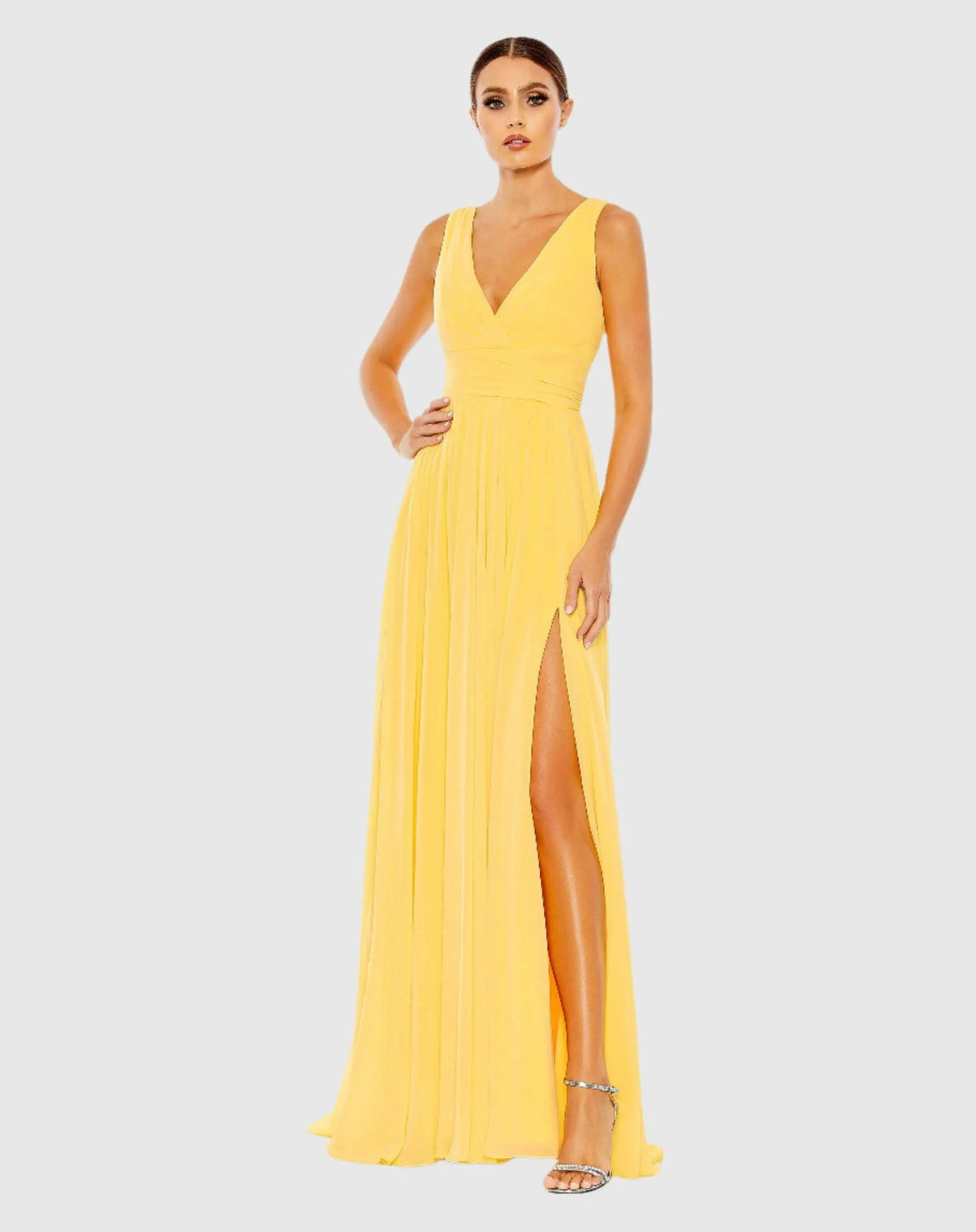 Chiffon Sleeveless Wrap Over A Line Gown