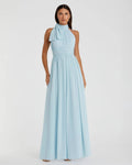 Powder Blue High Neck Chiffon Gown