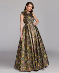 Gold Metallic Ball Gown With 3D Rosette