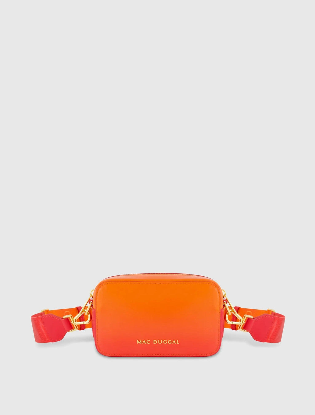 Orange Ombre Small Leather Crossbody Camera Bag with Adjustable Strap