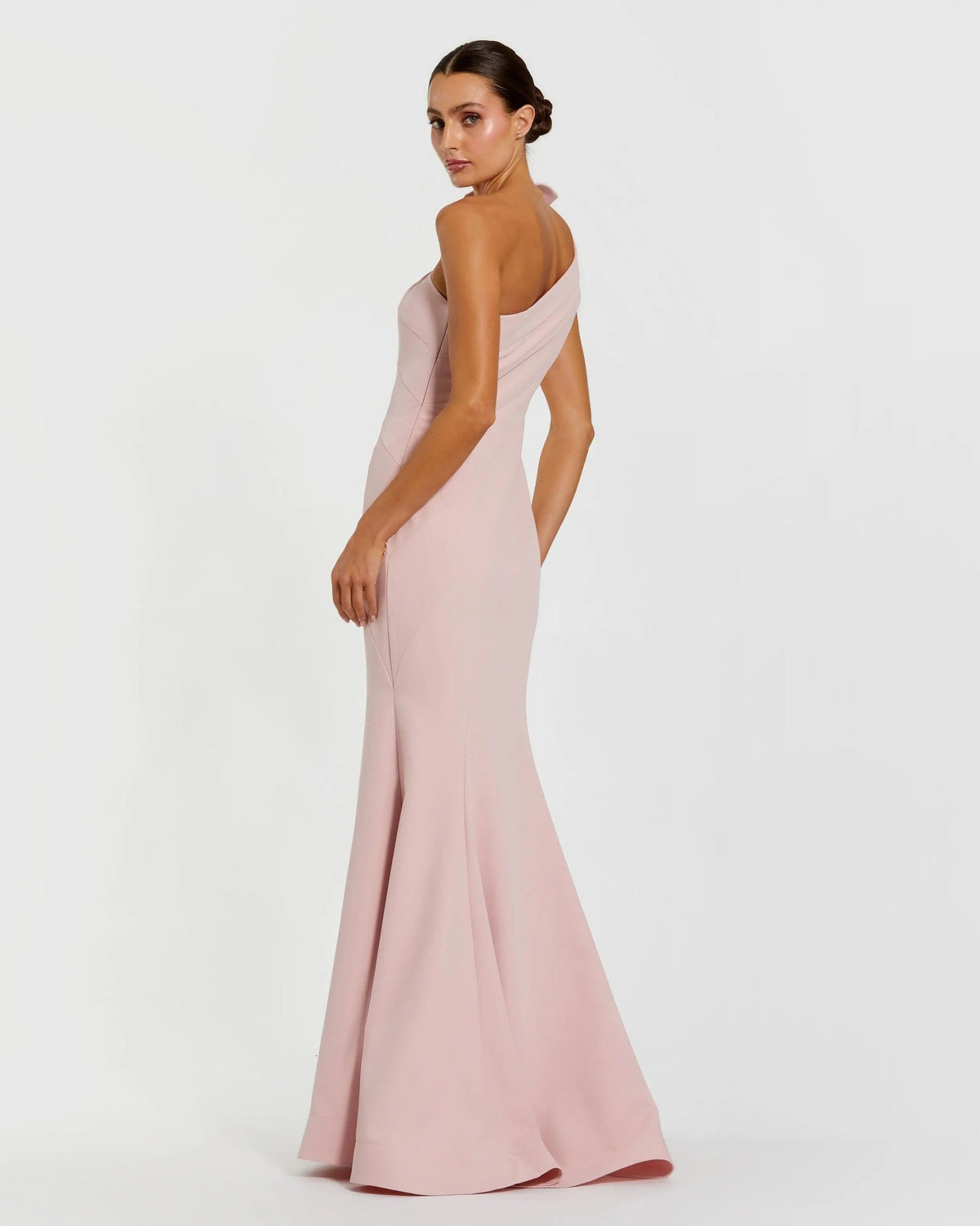 Blush One Shoulder Mermaid Gown With 3D Flower