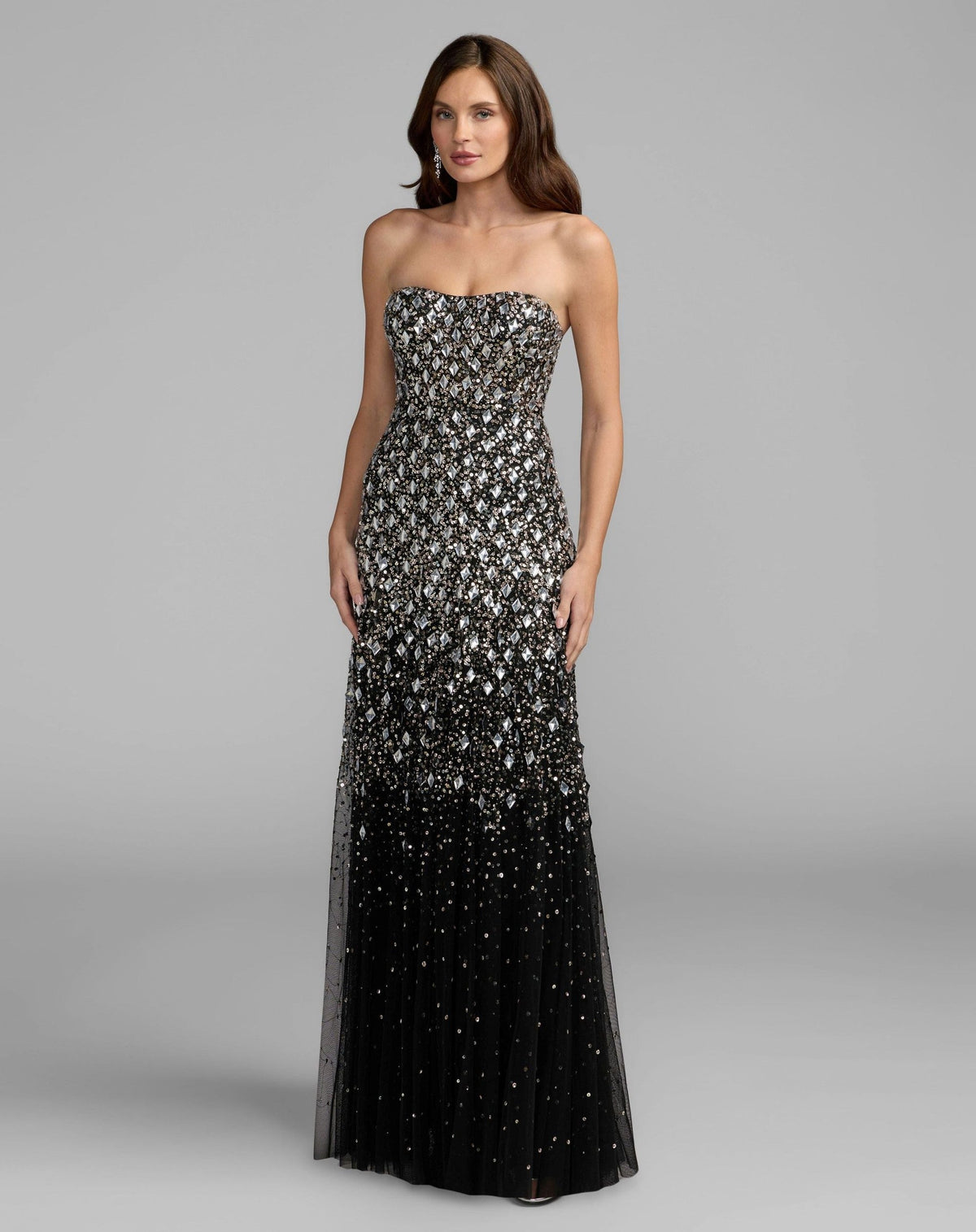 Black Strapless Sweetheart Embellished A-Line Gown