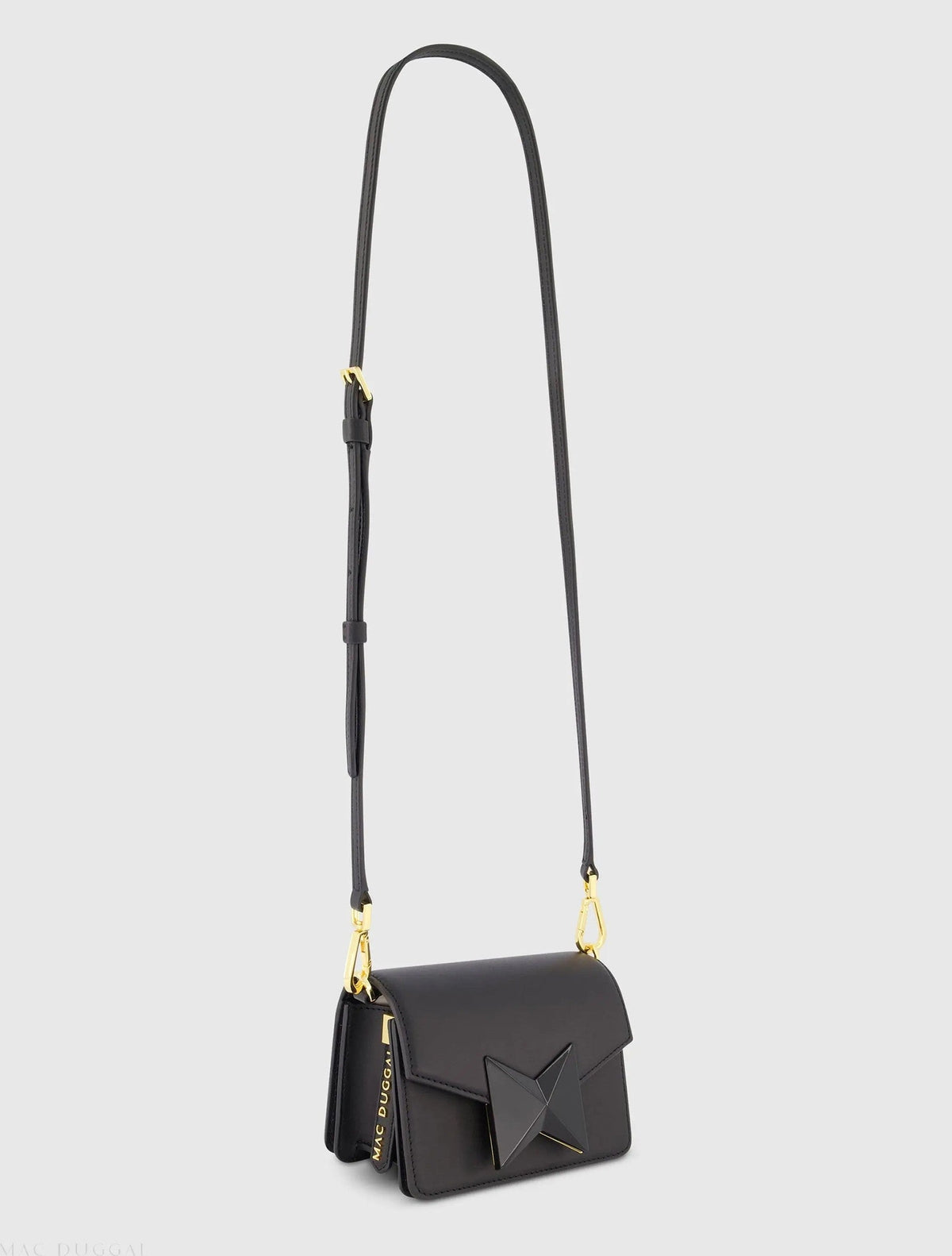 Black Mini Leather Structured Crossbody Bag