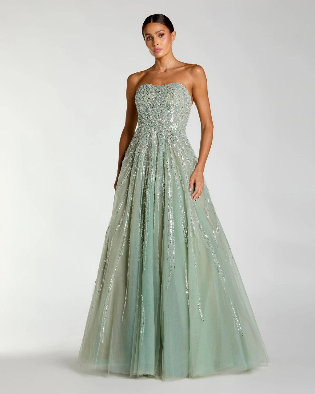 Seafoam Embellished Strapless Sweetheart Ball Gown