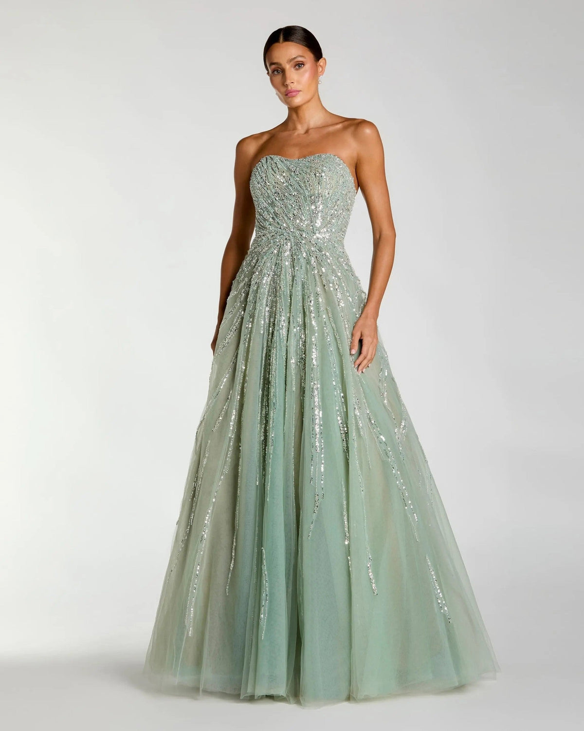 Seafoam Embellished Strapless Sweetheart Ball Gown