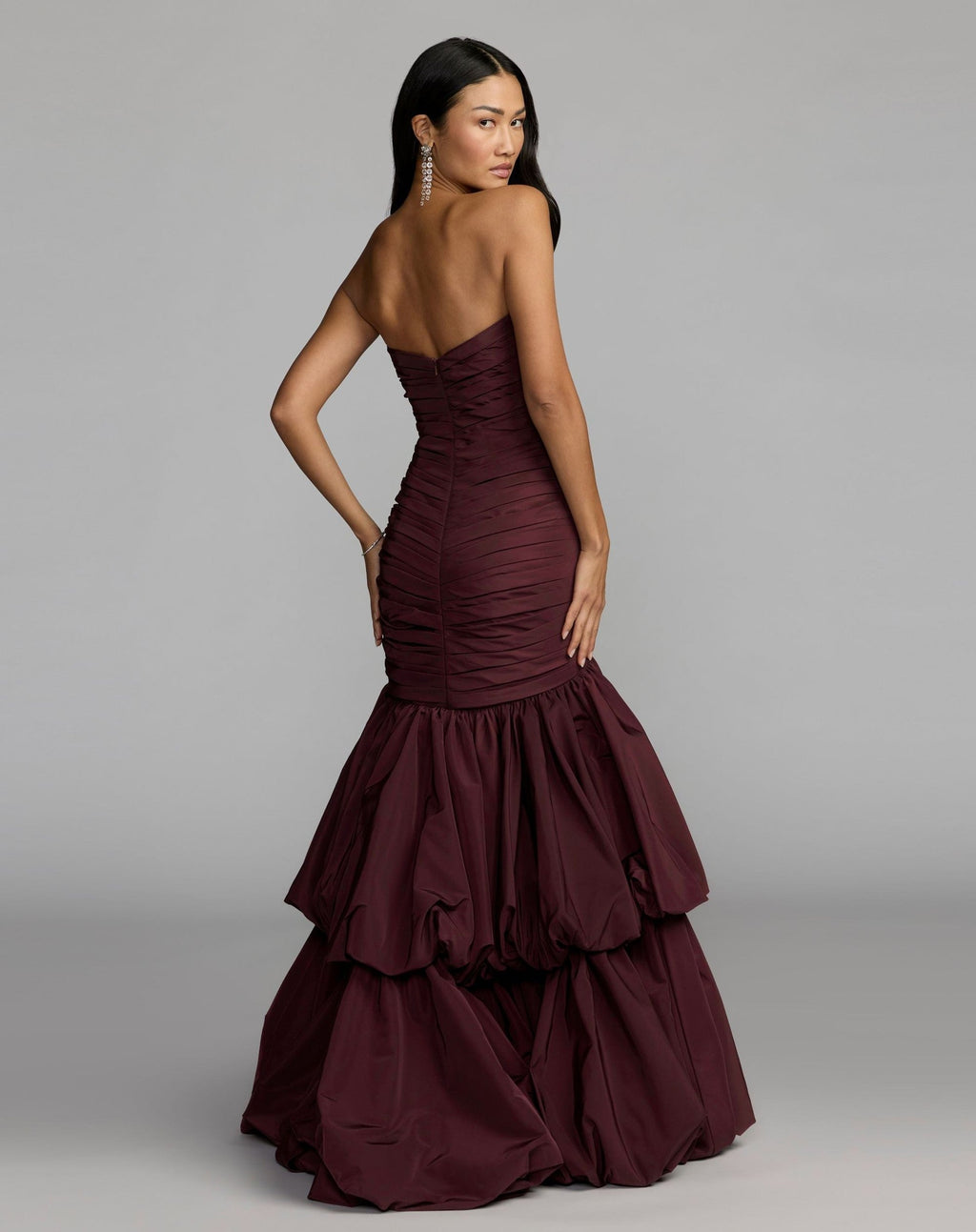 Amethyst Ruched Mermaid Gown with Bubble Hem