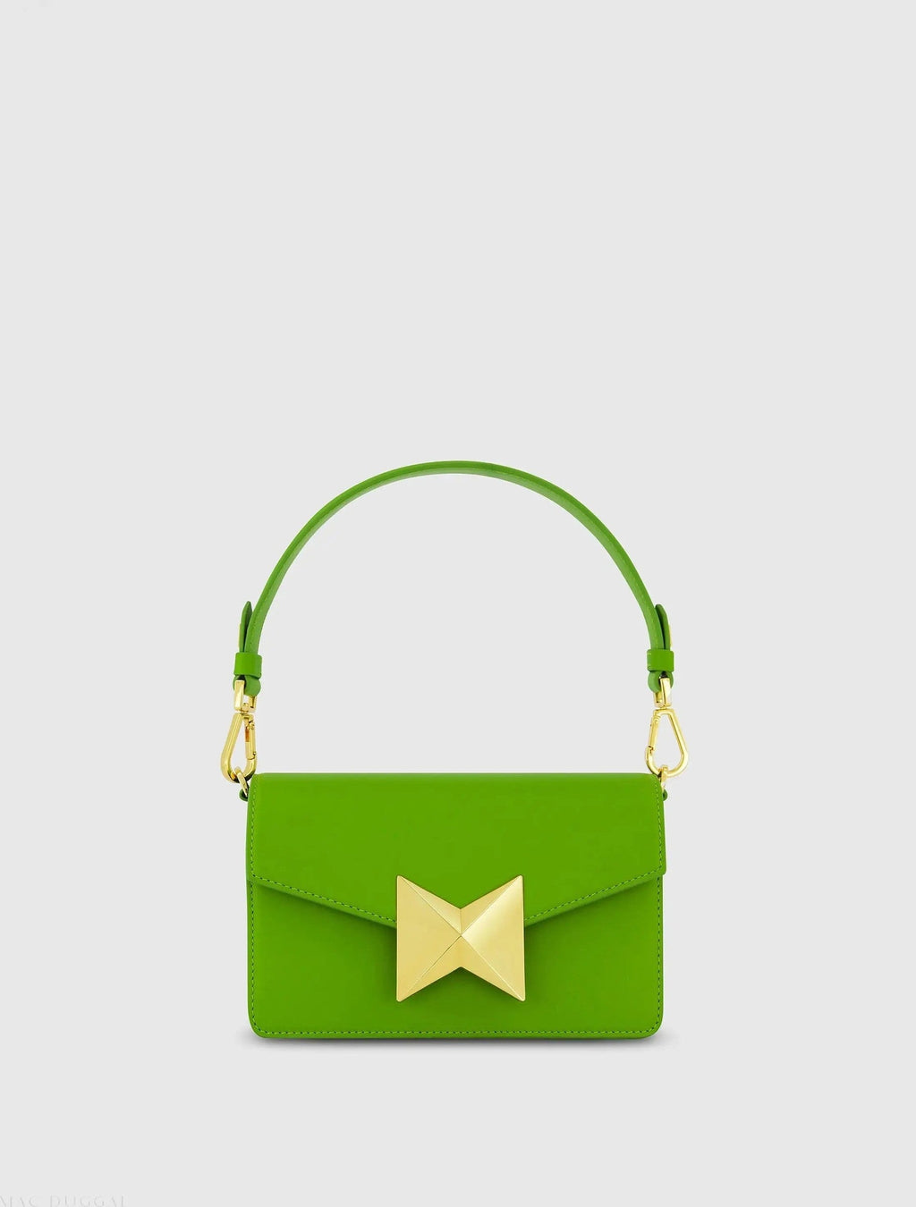 Green Mini Leather Shoulder Bag With Gold Hardware