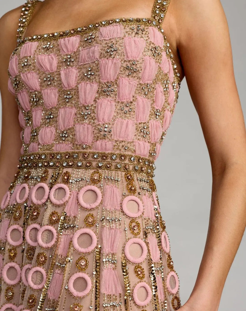 Rose Sleeveless Embellished A-line Gown