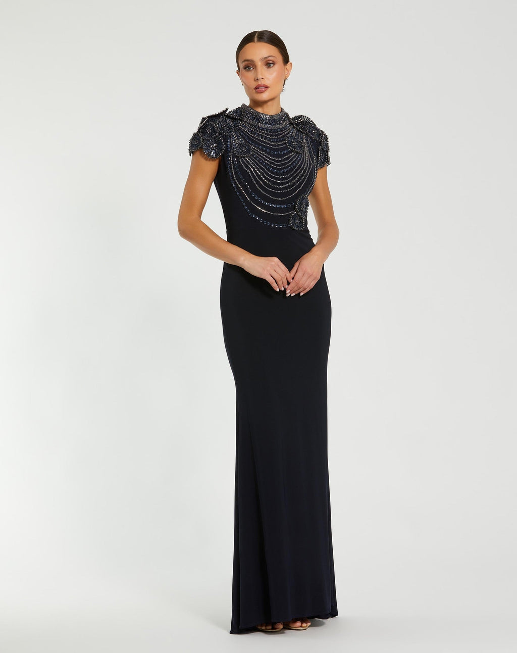 High Neck Embellished Column Gown