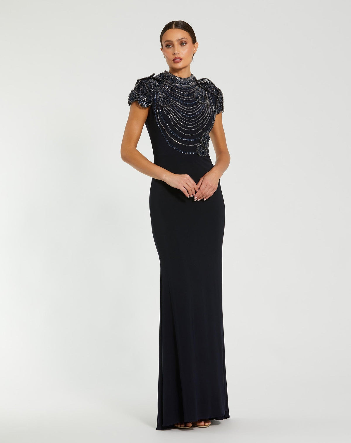 High Neck Embellished Column Gown