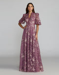 Queen Anne Puff Sleeve A-line Gown