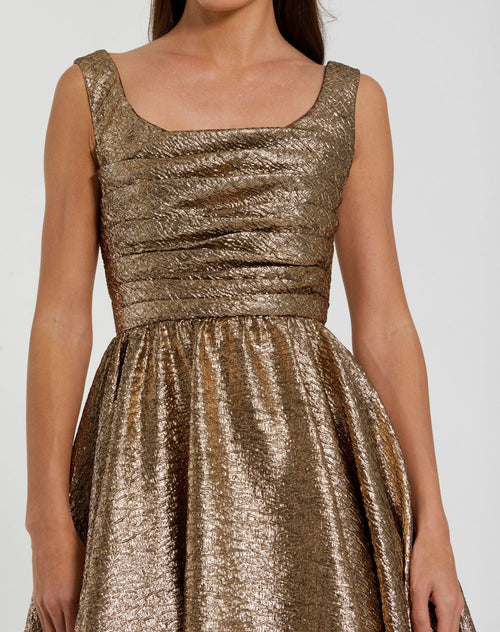 Antique Bronze Sleeveless Metallic Midi Dress