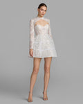 White Long Sleeve Lace A-Line Mini Dress