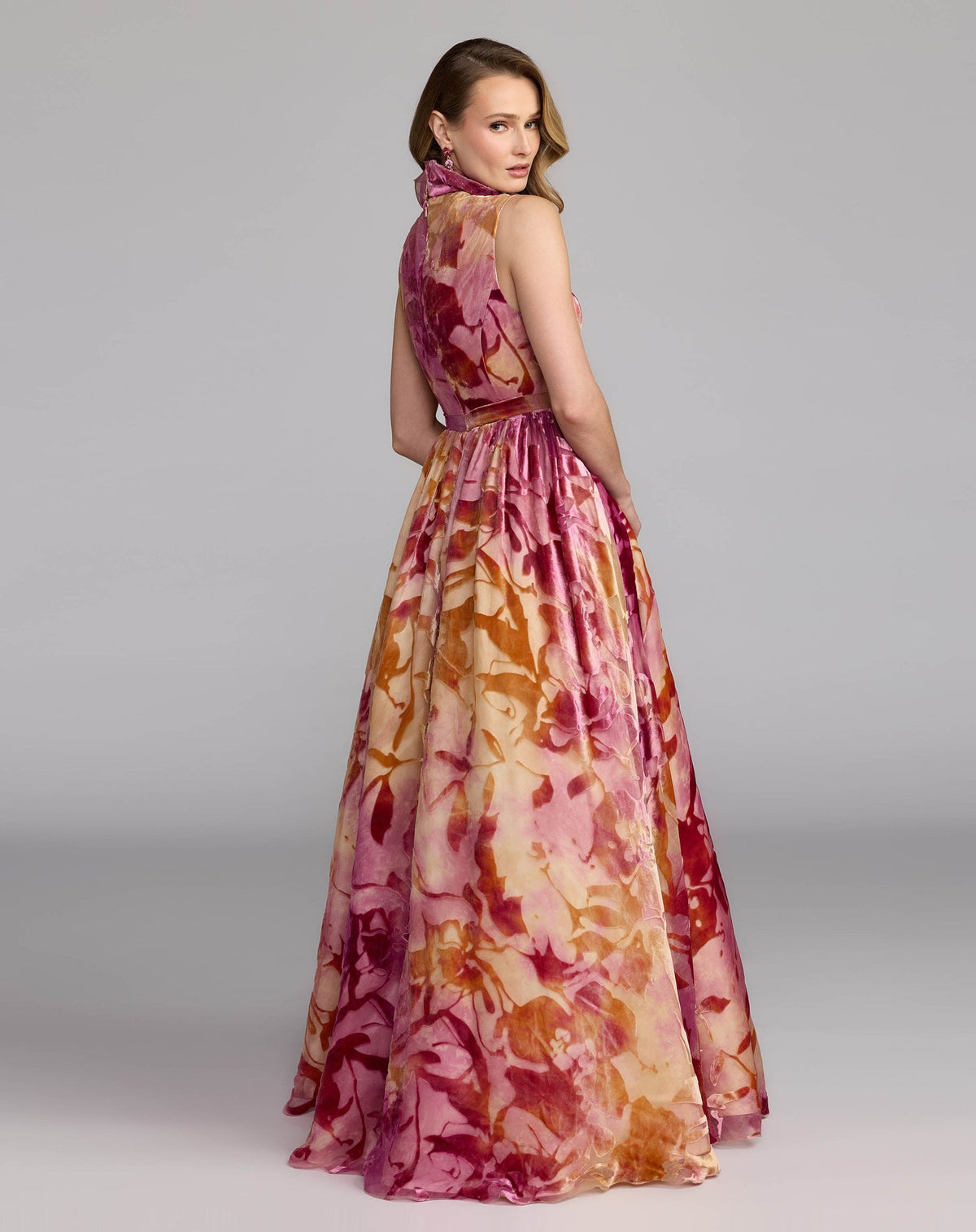 Orchid Multi Sleeveless Velvet Ruffle Ball Gown