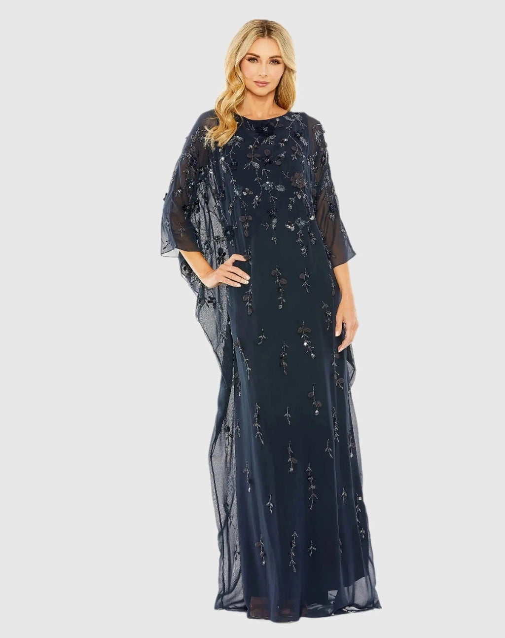 Midnight Floral Embellished Kaftan Gown