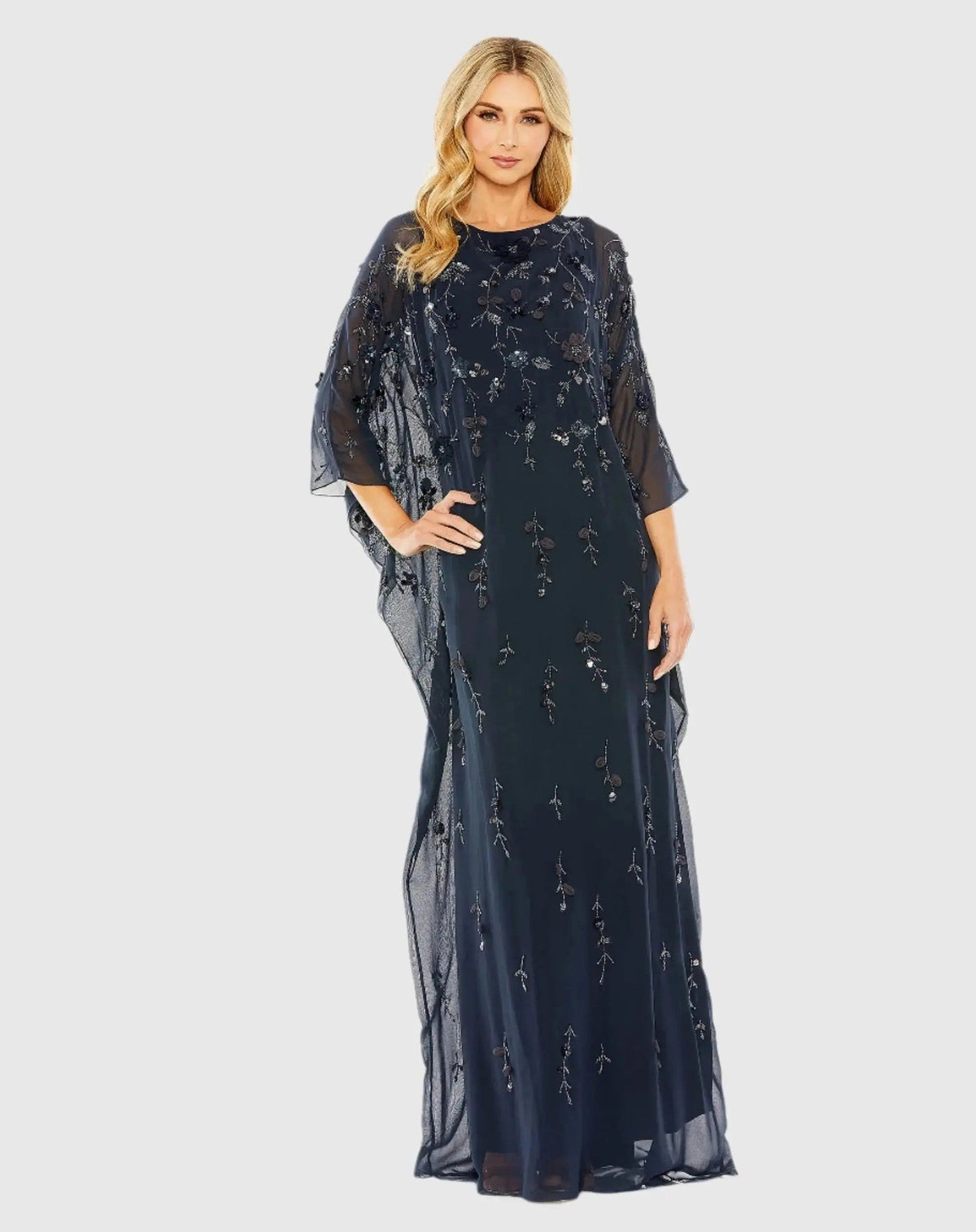 Midnight Floral Embellished Kaftan Gown