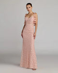 Pink Sweetheart Neck Embellished Gown With Floral Detail