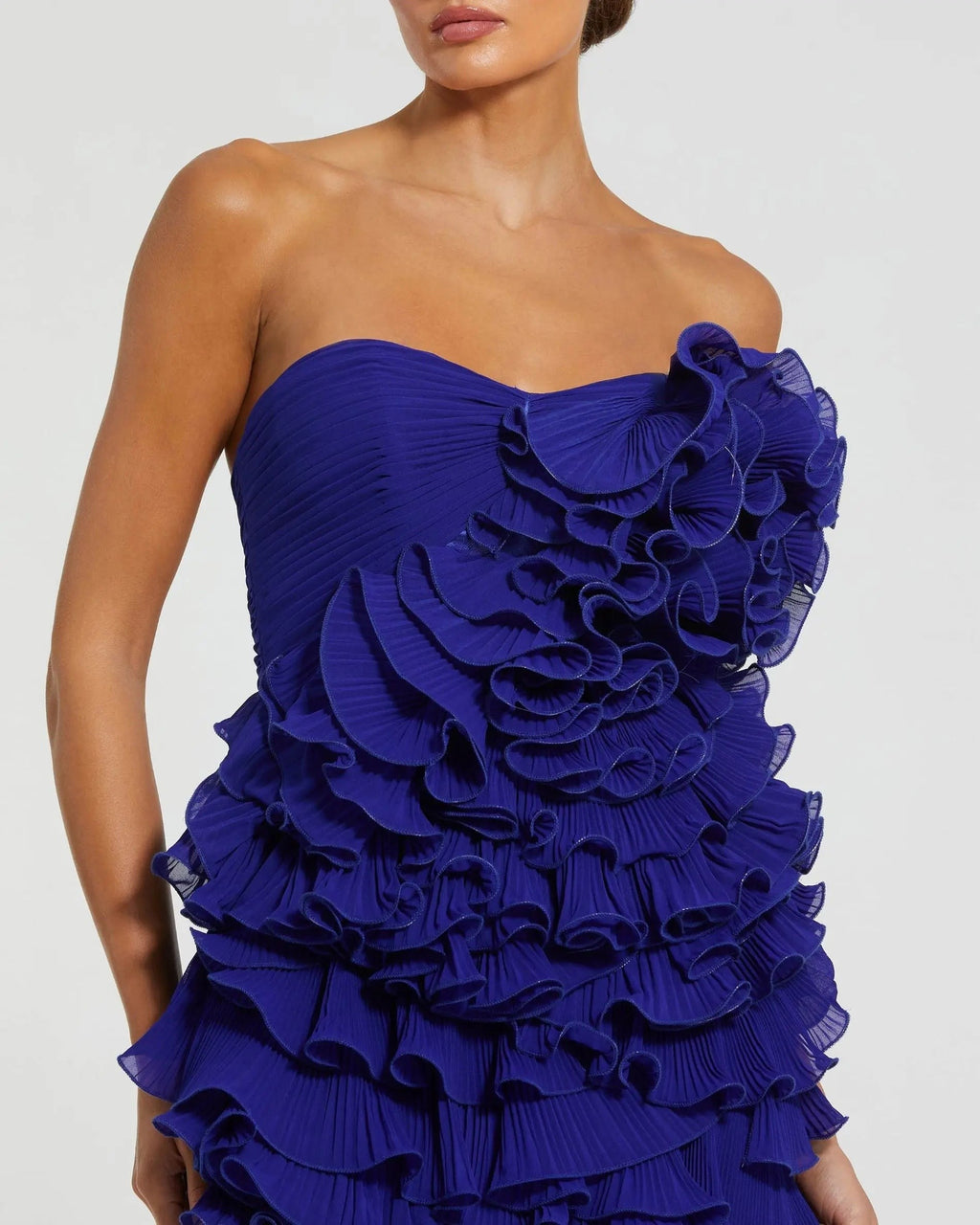 Cobalt Strapless Ruffle Mini Dress