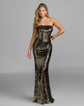Black Strapless Paillette Sequin Column Gown