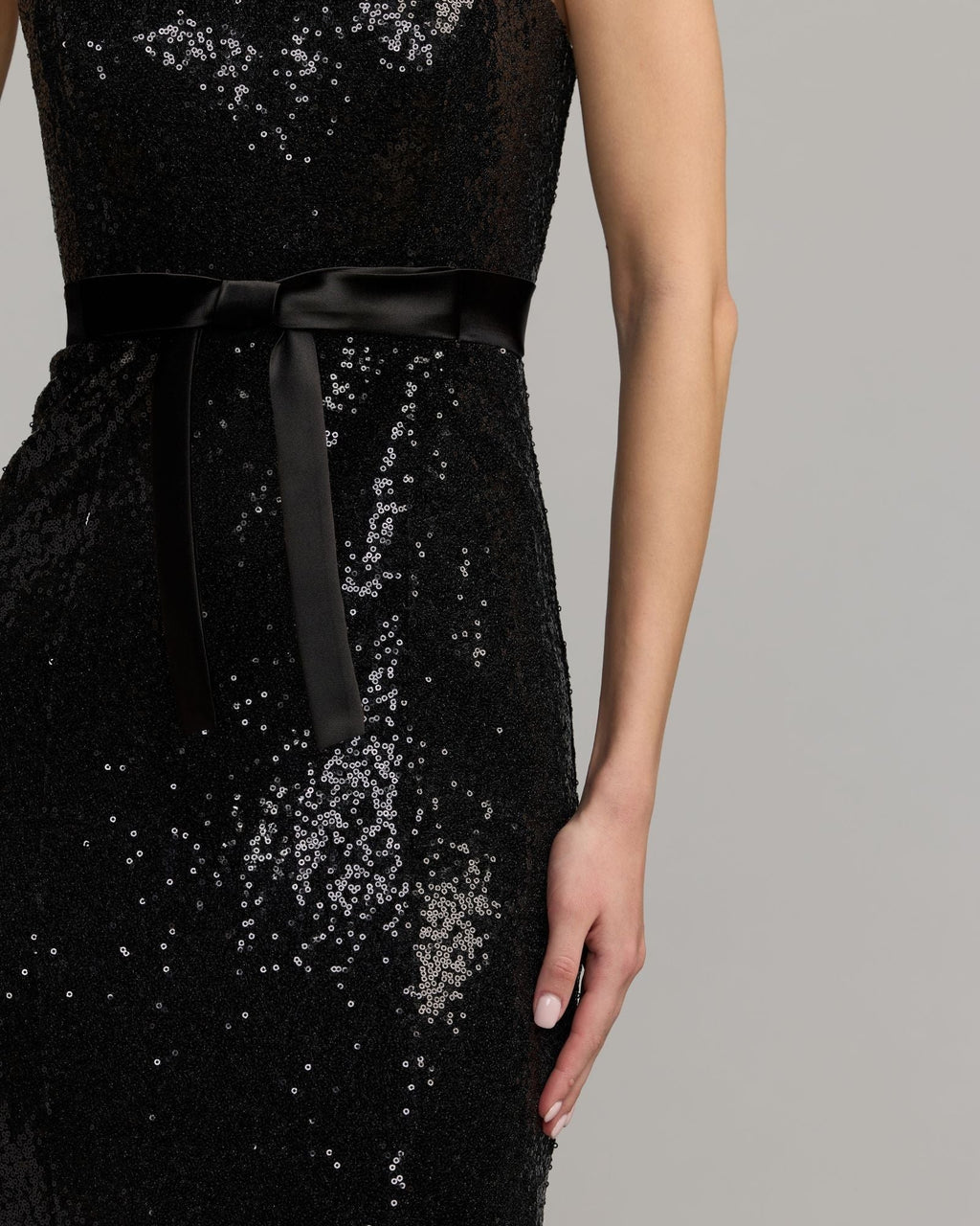 Strapless Sequin Trumpet Gown With Bow Detail
