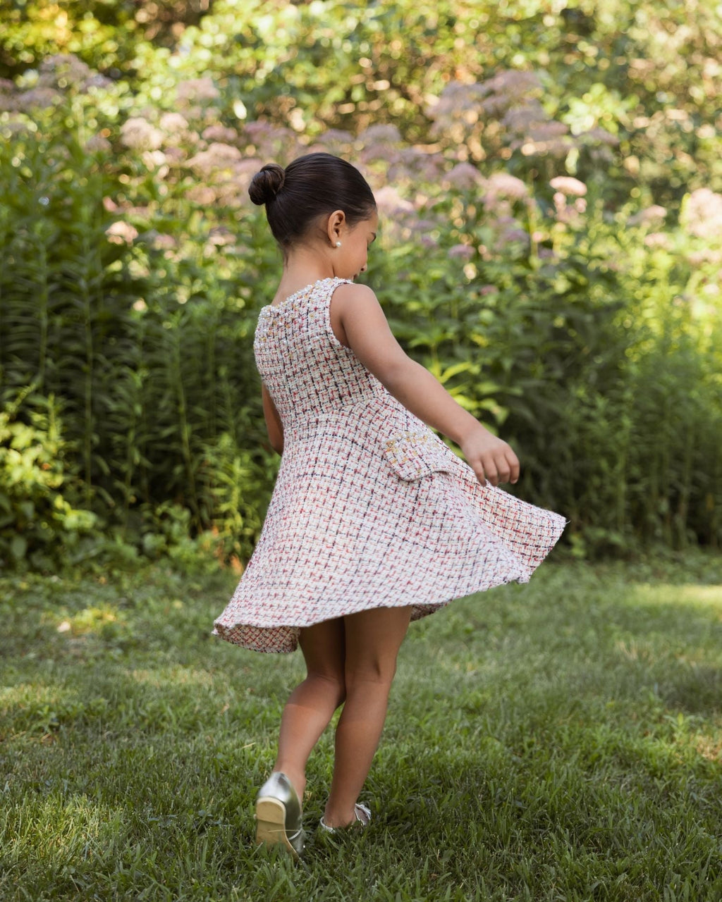 Girls Cherry Beaded Boucle Mini Dress