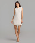 Ivory Boucle Mini Dress with Pearl Trim