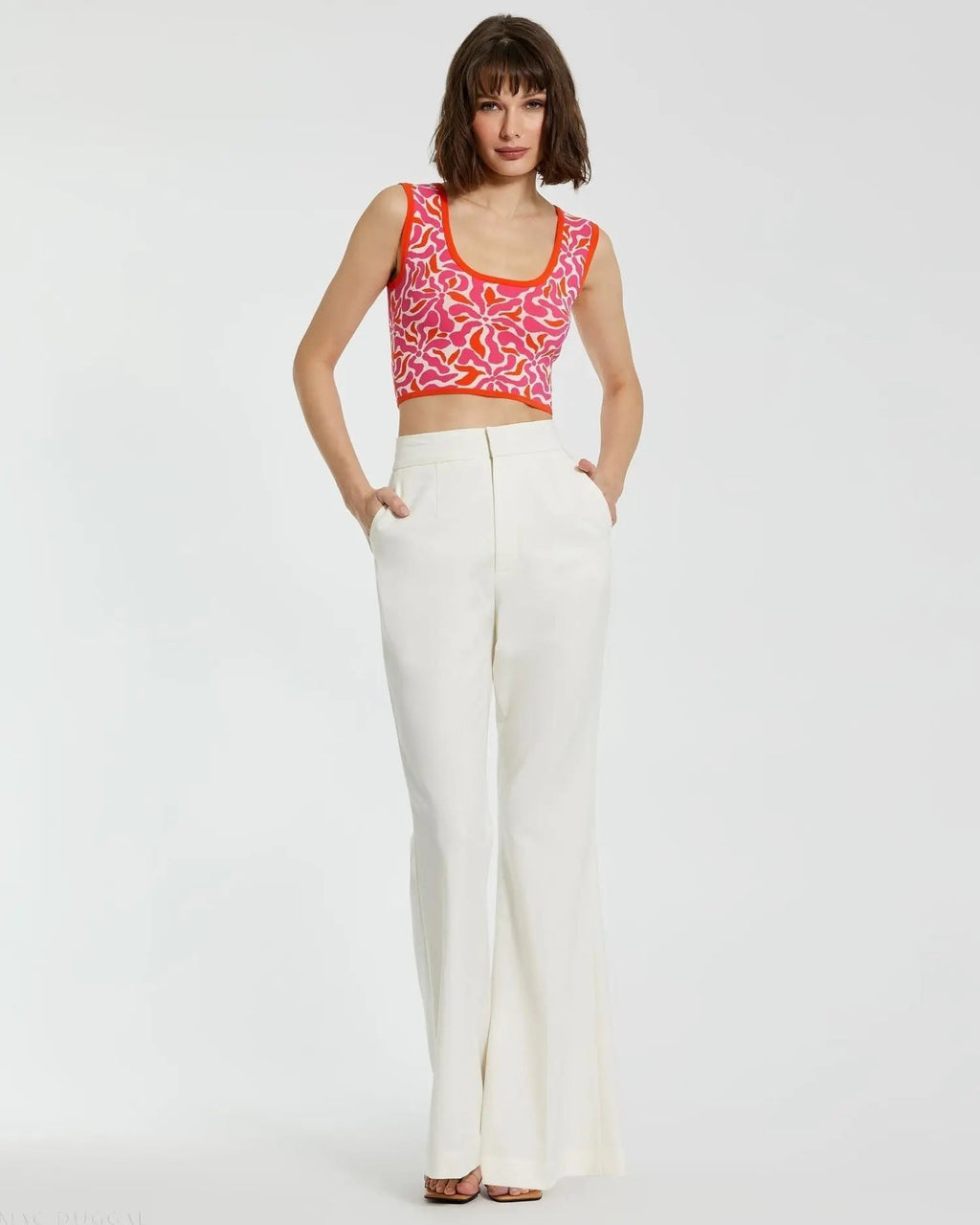 Multicolor Sleeveless Floral Knit Cropped Tank Top - FINAL SALE