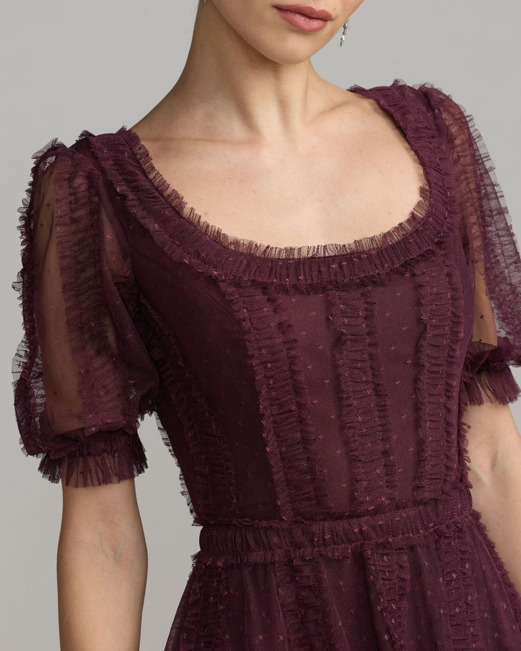 Amethyst Tiered Ruffle High-Low Maxi Dress