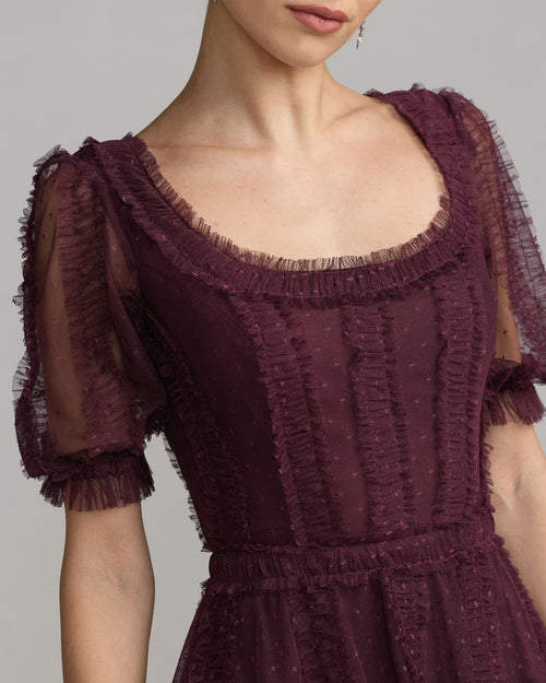Amethyst Tiered Ruffle High-Low Maxi Dress