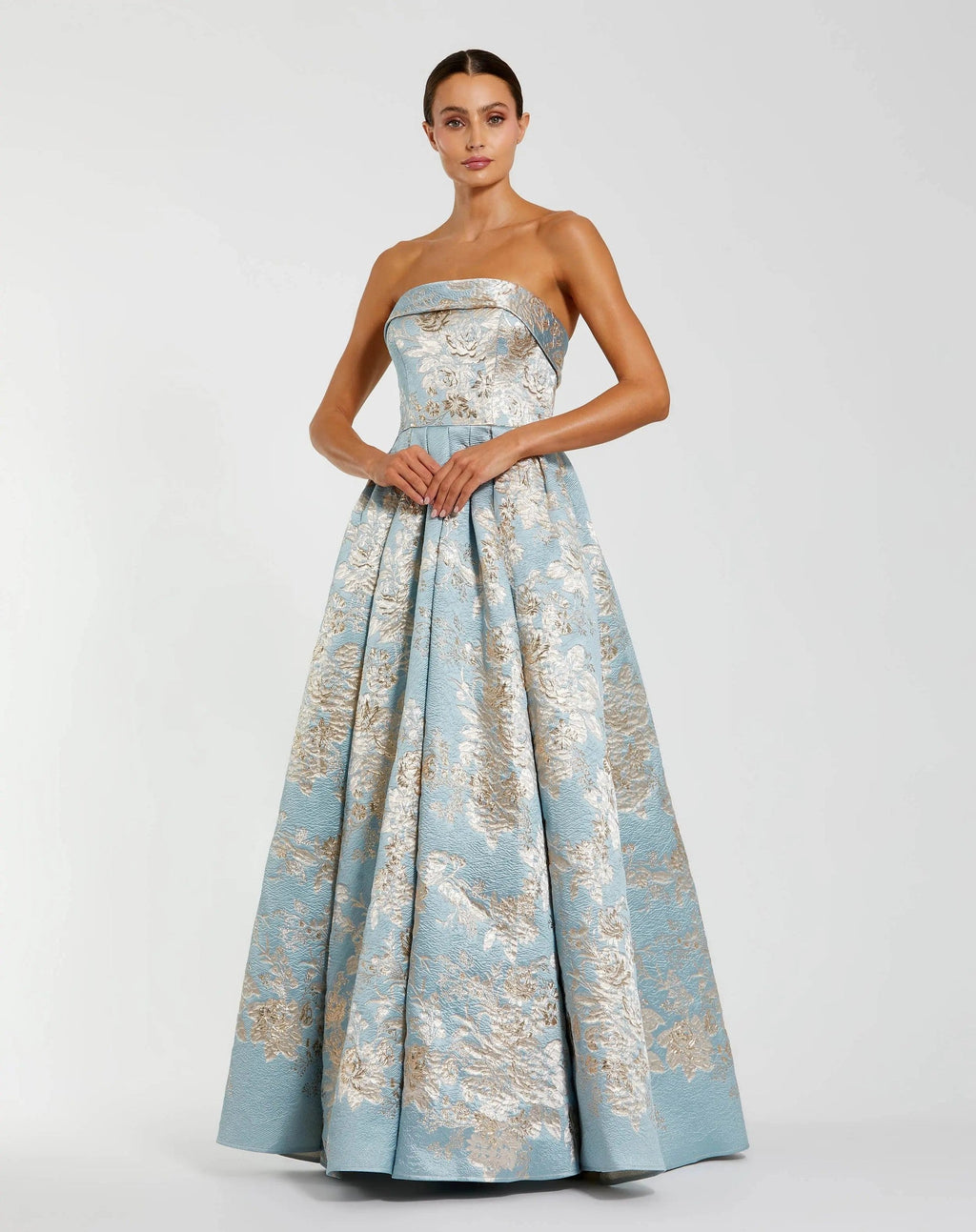Strapless Brocade Ball Gown with Pockets