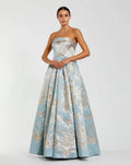 Strapless Brocade Ball Gown with Pockets