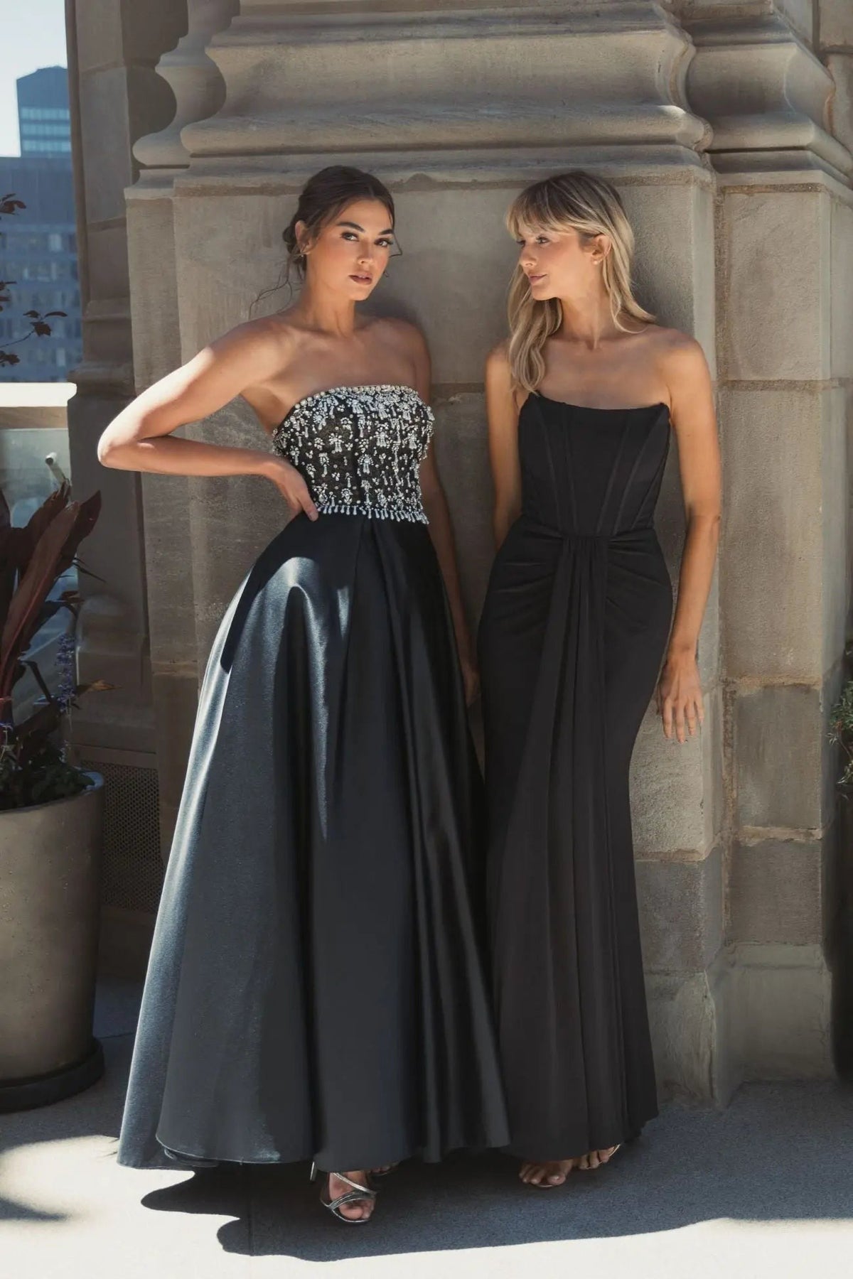 Black Strapless Embellished Top Satin Ball Gown